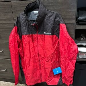 New Red Columbia zip up rain jacket